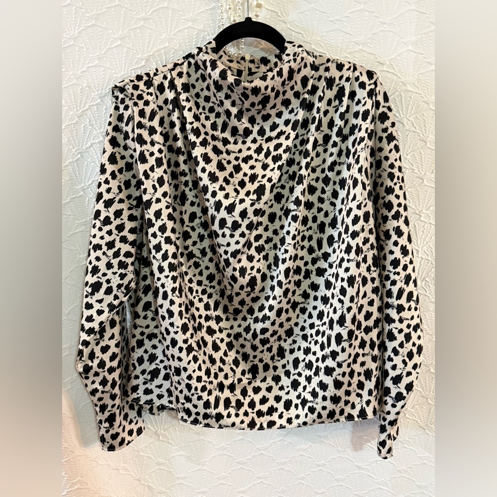 Zara Black and Cream Animal Print Top - Picture 2 of 5